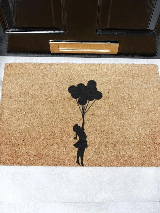 Artsy Mats Entrance Mat made of Coir with Anti-slip Backing Flying Ballon Girl 60x40cm