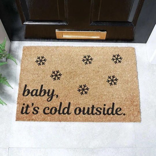 Artsy Mats Entrance Mat made of Coir with Anti-slip Backing Baby It's Cold Outdide 60x40cm