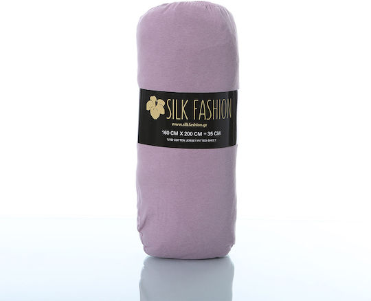 Silk Fashion Sheet King Size with Elastic 180x200+35cm. Cyclamen