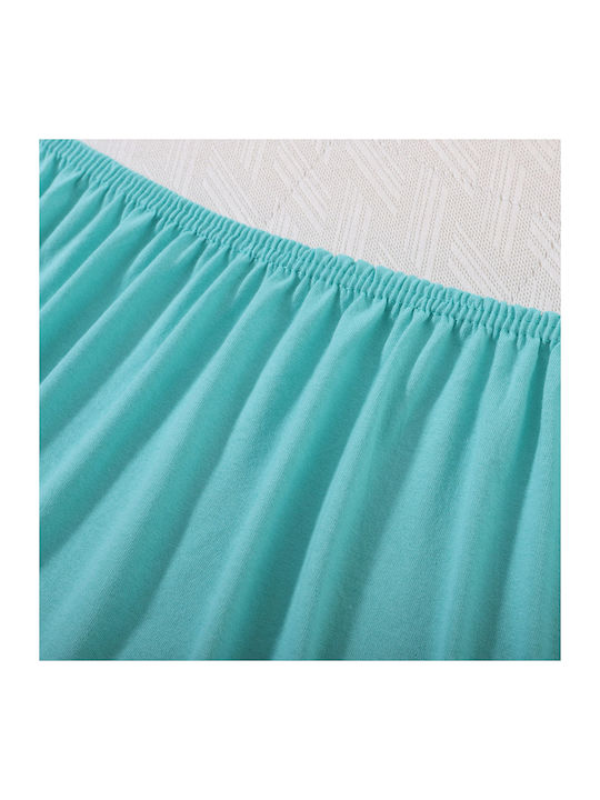Silk Fashion Sheet for Single Bed with Elastic 100x200+35cm. Sea Green