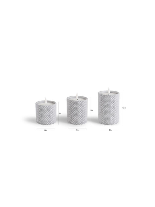 Lifa-Living Διακοσμητικό Φωτιστικό LED Θερμό Λευκό Κερί 3τμχ 8.5x8.5εκ.