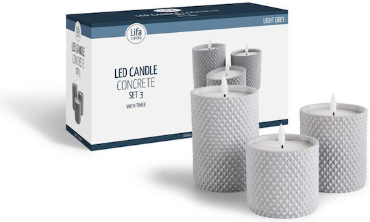 Lifa-Living Dekorative Lampe Wachs-Politur Gray 3Stück