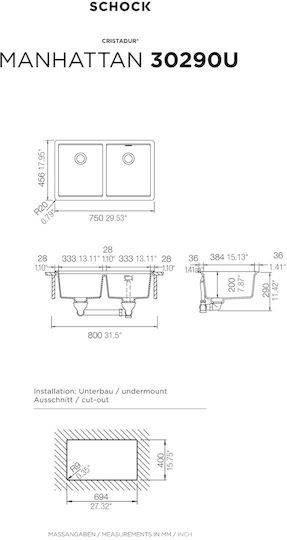 Schock 110-30290U-1511 Подплотна От Синтетичен Гранит М75xШ45.6см Бежова Schock 110-30290U-1511 Подплотна От Синтетичен Гранит М75xШ45.6см Бежова