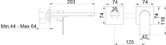 AQG Built-in Faucet Mixer for for Bathroom Sink Silver