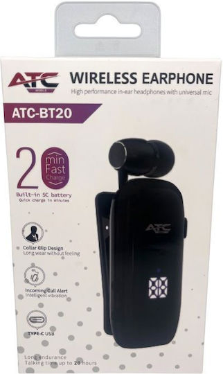 ATC BT20 In-ear Bluetooth Handsfree Ακουστικό Πέτου Μαύρο