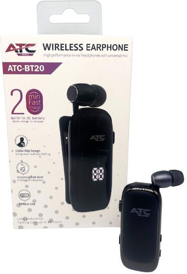 ATC BT20 In-ear Bluetooth Handsfree Ακουστικό Πέτου Μαύρο