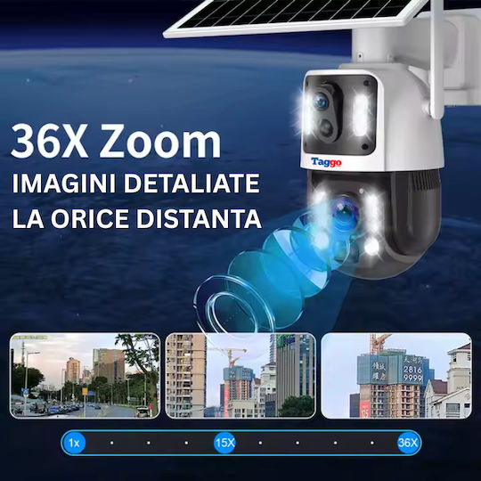 4k Surveillance Camera 4g Sim Card Solar Charging 8mp 36x Optical Zoom Continuous Video Recording Automatic Tracking