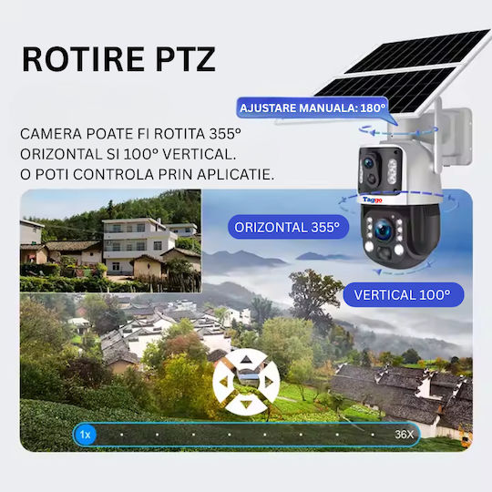 4k Surveillance Camera 4g Sim Card Solar Charging 8mp 36x Optical Zoom Continuous Video Recording Automatic Tracking