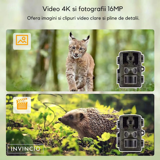 Invincio Camera de vânătoare Cu vedere pe timp de noapte Cu detectare de mișcare
