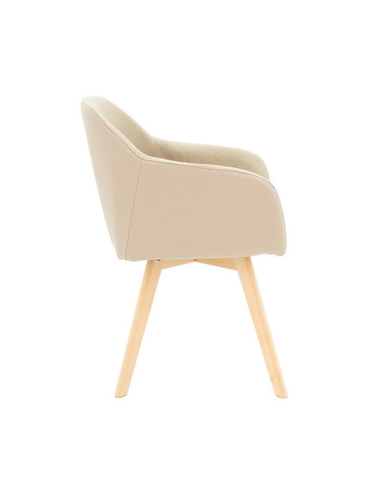 Safira Dining Room Artificial Leather Armchair Beige 57x58x84cm