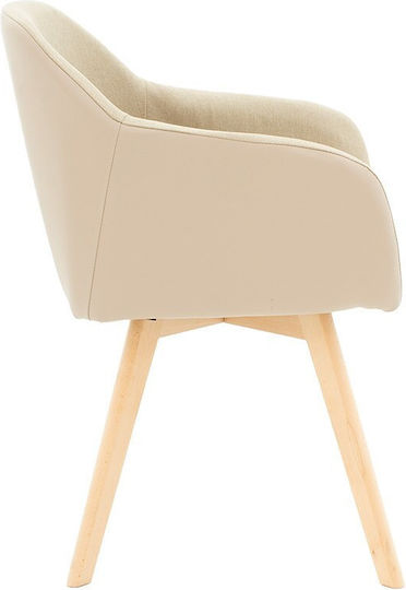 Safira Dining Room Artificial Leather Armchair Beige 57x58x84cm