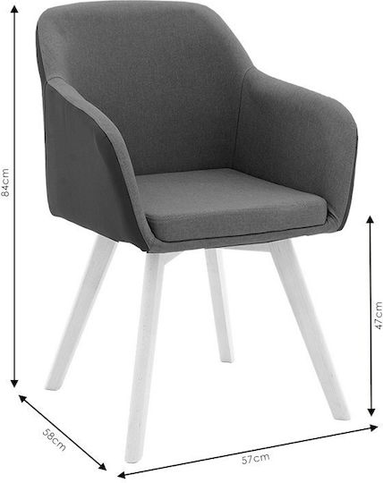 Safira Dining Room Artificial Leather Armchair Beige 57x58x84cm