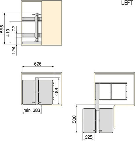 Emuca Wardrobe Expanding Hardware with Brakes Gray 223-8383435HAR