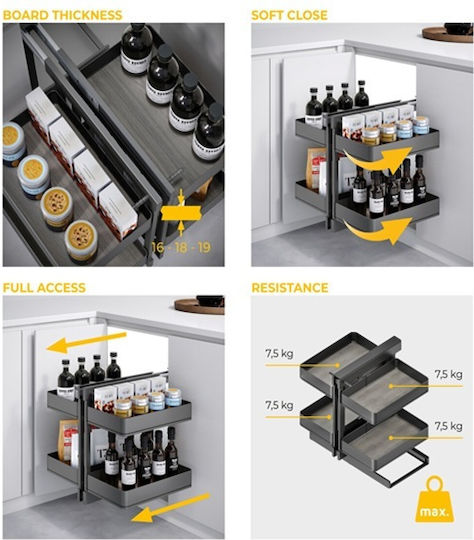 Emuca Wardrobe Expanding Hardware with Brakes Gray 223-8383435HAR