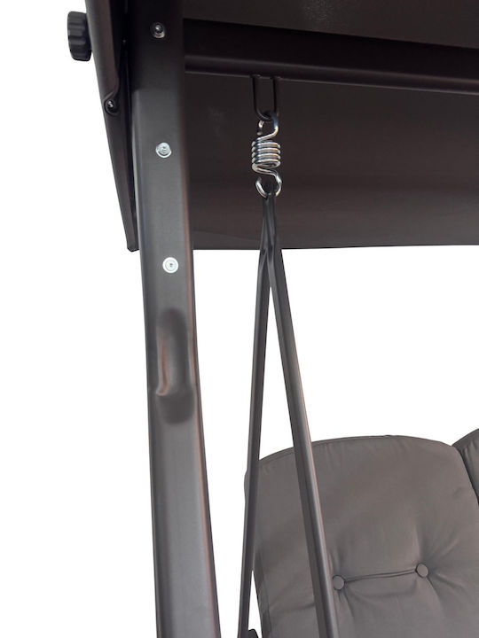Garten & Veranda Schaukel mit Basis und Kissen 3 Sitze Metallisch Gray L205xB118xH186cm