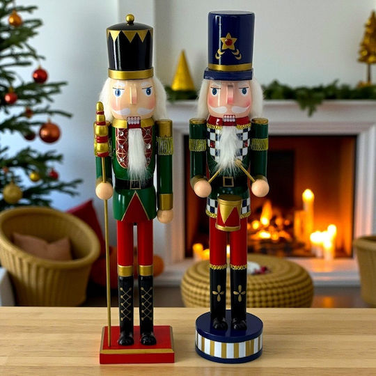 Velve Wooden Christmas Nutcracker Green