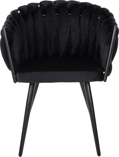 Luanda Dining Room Velvet Armchair Black Velvet-Black Metal 62x54x79cm