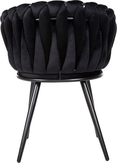 Luanda Dining Room Velvet Armchair Black Velvet-Black Metal 62x54x79cm