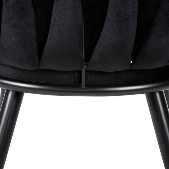 Luanda Dining Room Velvet Armchair Black Velvet-Black Metal 62x54x79cm