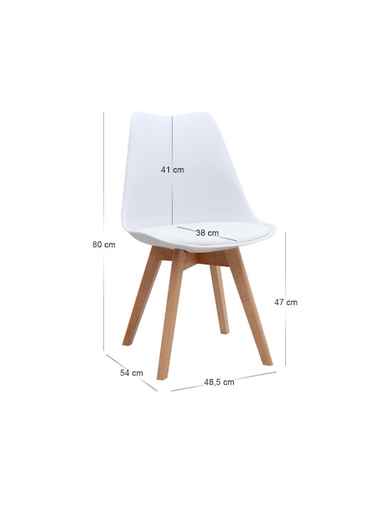 Viva Dining Room Polypropylene Chair White - Natural 48.5x54x80cm