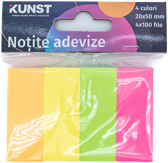 Kunst Adhesive Notes 4 Colors 100x4 Sheets