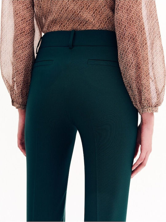 Women's Fabric Trousers Regular Fit Green