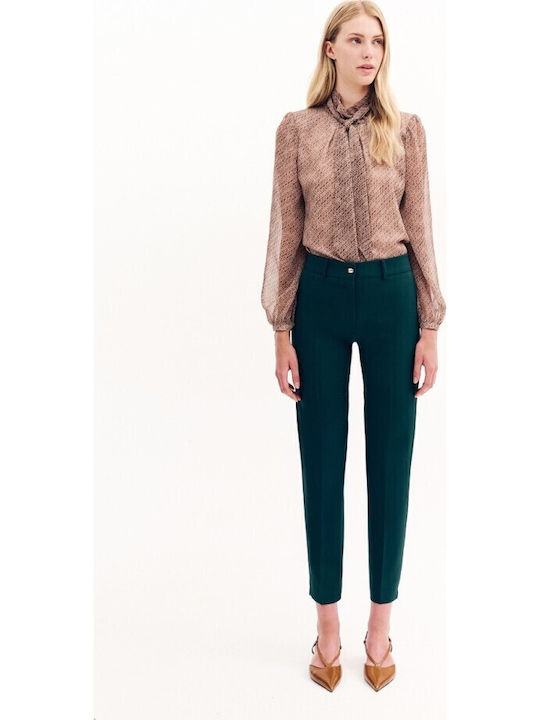 Women's Fabric Trousers Regular Fit Green
