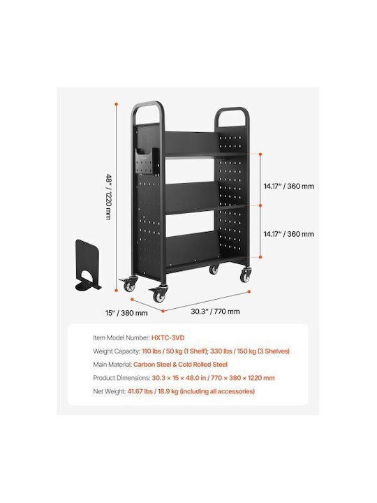 Bibliotecă Neagră 77x38x122 cm
