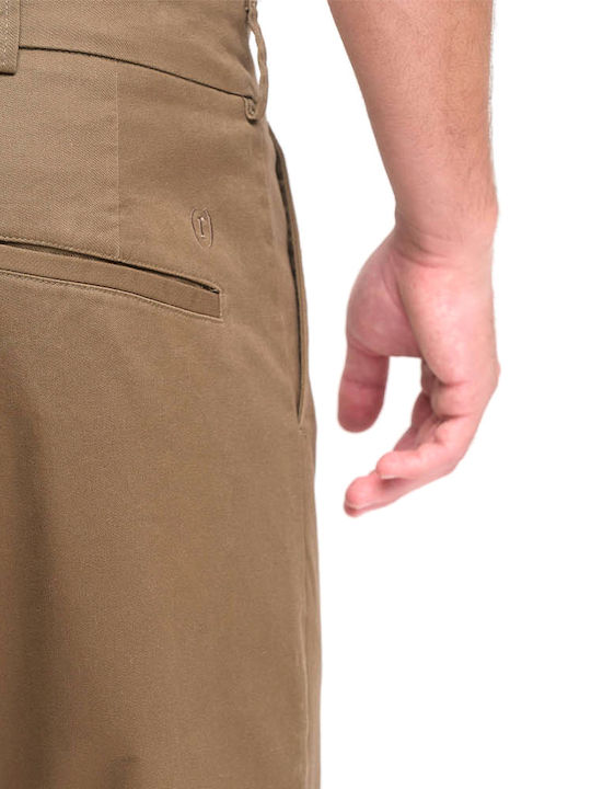 Perth Men's Chino Trousers Elastic in Straight Leg Style Brown