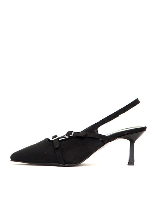 Synthetic Leather Black Medium Heels