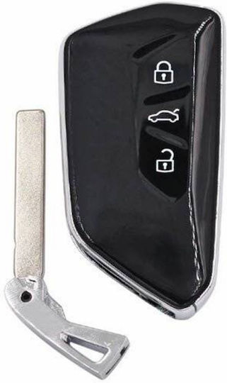 Husă Cheie Auto Smart Remote Compatibilă Vw Golf Mk8 Polo Tiguan Skoda Superb Octavia Seat Leon Ibiza Mqb 3 Butoane Neagră