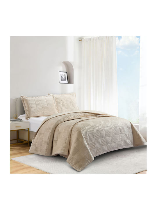 Liolios Home Palmira Σετ Κουβερλί Υπέρδιπλο Μπεζ 220x240cm