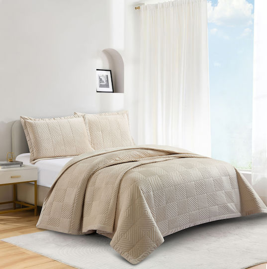 Liolios Home Palmira Set Coverlet Queen Size Beige 220x240cm