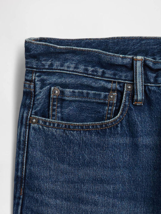 Men's Jeans Pants with Relaxed Straight Fit Dark Blue