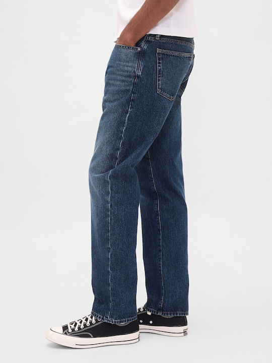 Men's Jeans Pants with Relaxed Straight Fit Dark Blue