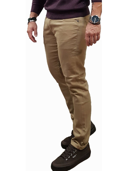 Glenn Original Glenn Original Ανδρικό Παντελόνι Τζιν με Slim Εφαρμογή Beige