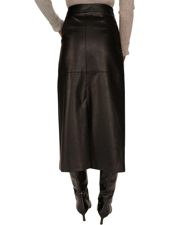 Grace & Mila Leder Hochtailliert Maxi Rock Black