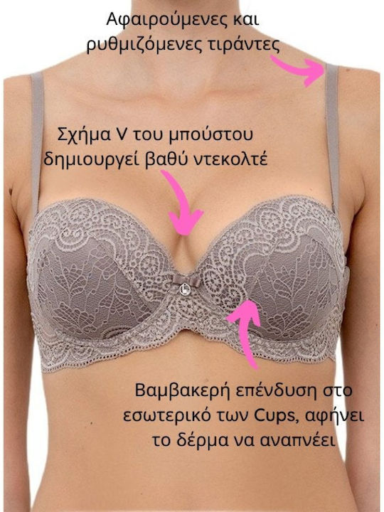Plunge Push Up Plunge Bra Underwire Dark Beige