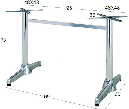 Zita Plus Rudo made of Aluminum with Regulator Aluminium 60x95x72cm