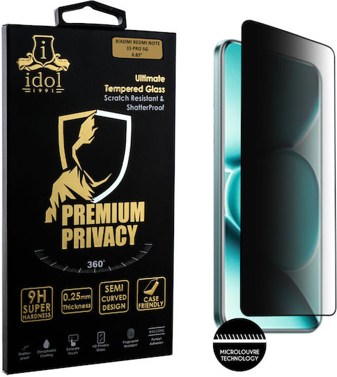 Idol 1991 0.25mm Full Glue Privacy Tempered Glass Black (Redmi Note 15 Pro 5G)