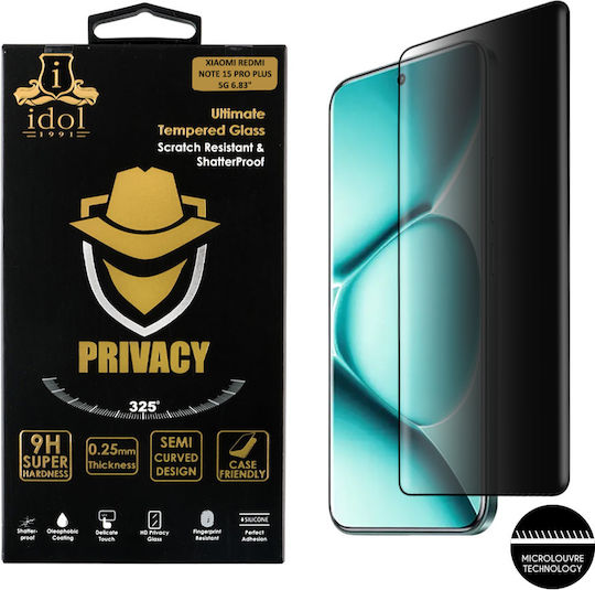 Idol 1991 3D 0.25mm Privacy Tempered Glass Black Redmi Note 15 Pro+ Poco M8 Pro