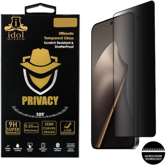 Idol 1991 0.25мм Пълно лепило Поверителност Закалено стъкло Черен (Xiaomi 15T)