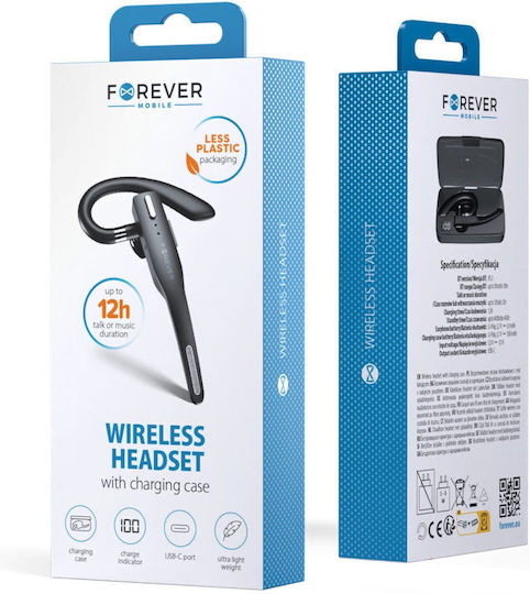 Forever BH-100 In-ear Bluetooth Handsfree Ακουστικά με Θήκη Φόρτισης Μαύρα