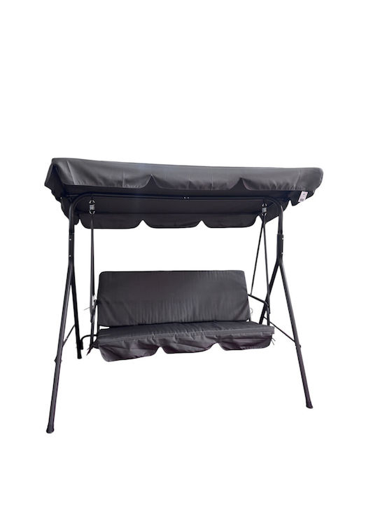 Leagăn cu Bază 3 Locuri Metal L170xW110xH153cm Gri Leagăn cu Bază 3 Locuri Metal L170xW110xH153cm Gri