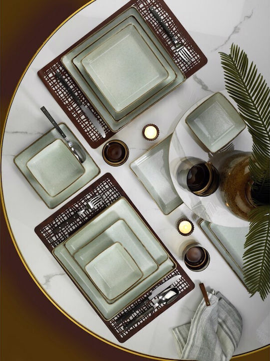 Bormioli Rocco Plate Shallow Square made of Porcelain Green 19x19cm 6pcs