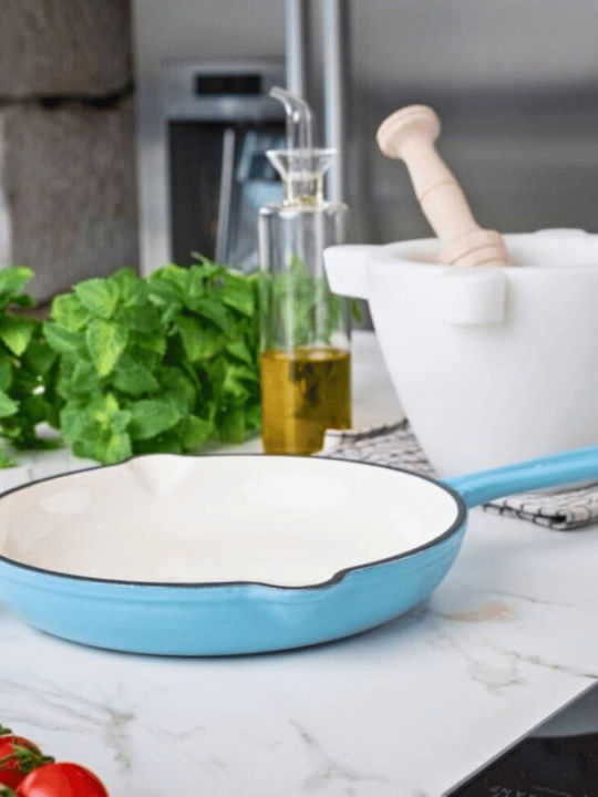 Lätt Home Azur Gusseisen Pfanne mit Emaille Innenbeschichtung 22cm