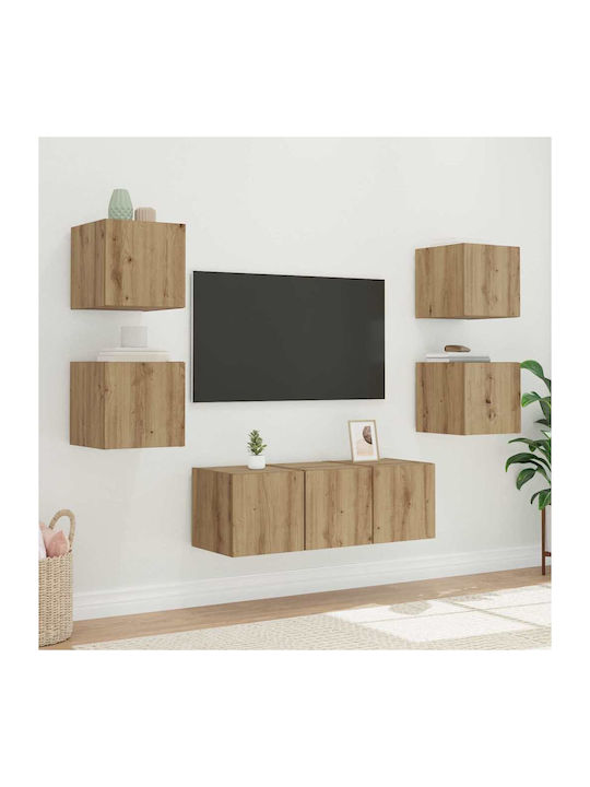Nachttisch Fernseher Wand Braun 30.5x35x30cm