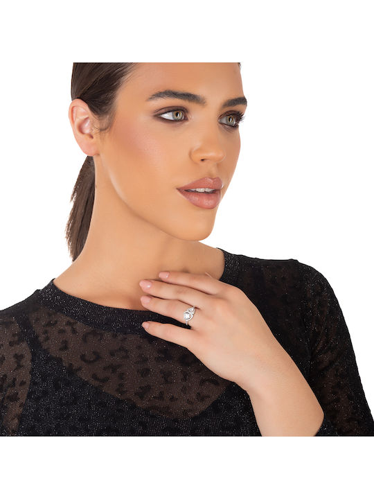 Oxzen Damen Ring mit Zirkonia aus Silber