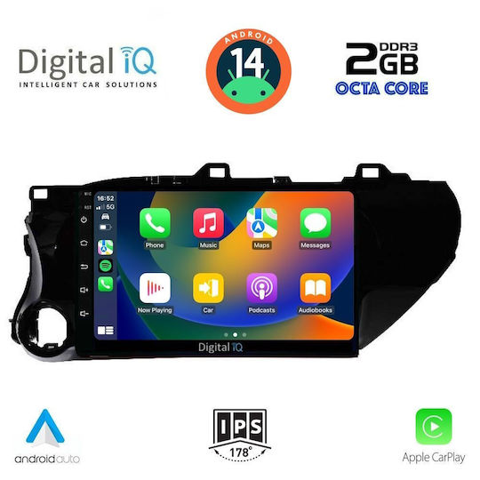 Digital IQ Ηχοσύστημα Αυτοκινήτου για Toyota Hilux 2017 (Bluetooth/USB/WiFi/GPS/Apple-Carplay/Android-Auto) με Οθόνη Αφής 10"
