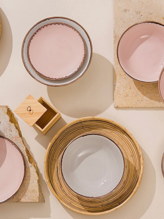 Espiel Plate Desert made of Porcelain Pink with Diameter 21cm 6pcs